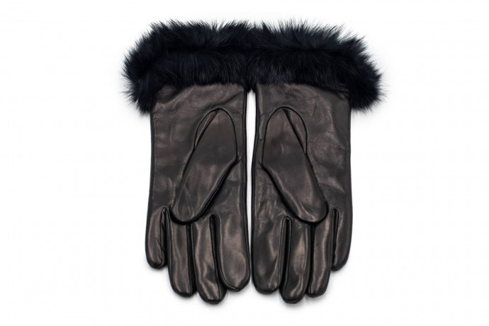 Кожаные перчатки с мехом Baldinini